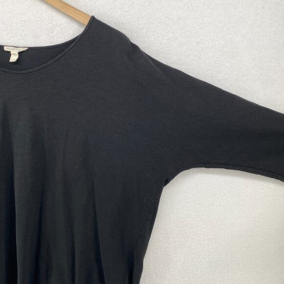 EILEEN FISHER Top M Slub Organic Cotton Jersey Scoop Neck Dolman Sleeve Black - Picture 6 of 12